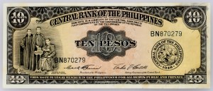 Philippines, 10 Pesos 1961