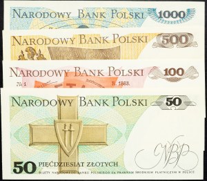 Polska, 50, 100, 500, 1000 złotych 1982, 1988