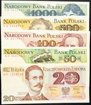 Polonia, 20, 50, 100, 500, 1000 Zlotych 1982, 1988