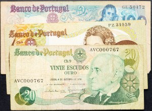 Portugal, 20, 50, 100 Escudos Ouro 1978, 1980