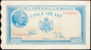 Roumanie, 5000 Lei 1943