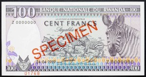 Ruanda, 100 franchi 1989