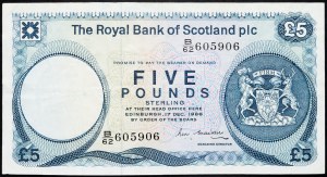 Scozia, 5 sterline 1986