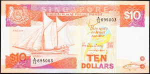 Singapur, 10 dolarów 1988