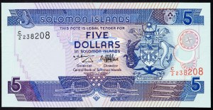 Šalamounovy ostrovy, 5 dolarů 1986