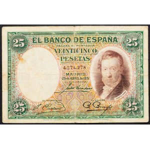 Spain, 25 Pesetas 1931