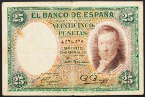 Spain, 25 Pesetas 1931