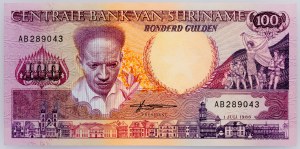 Surinam, 100 guldenů 1986