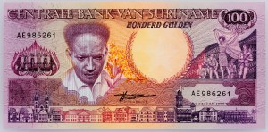 Surinam, 100 guldenov 1988