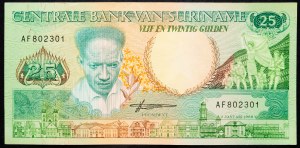 Surinam, 25 guldenů 1988