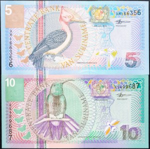 Surinam, 5, 10 guldenov 2000