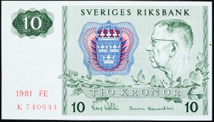 Suède, 10 couronnes 1981
