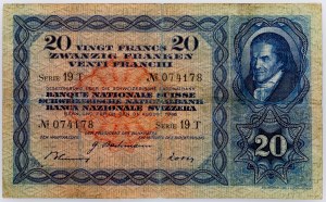 Switzerland, 20 Francs 1946