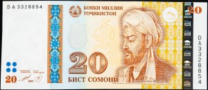 Tádžikistán, 20 Somoni 1999