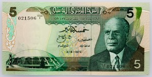 Tunisia, 5 dinari 1972