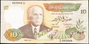 Tunisko, 10 dinárů 1986