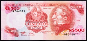 Uruguay, 500 Nuevos Pesos 1990