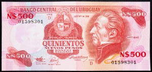 Uruguaj, 500 Nuevos Pesos 1990