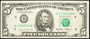 États-Unis, 5 dollars 1985
