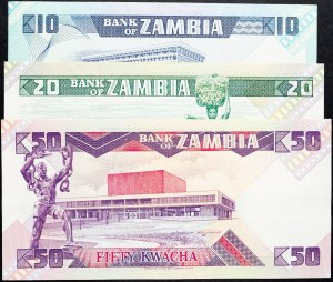 Zambia, 10, 20, 50 Kwacha 1980-1988