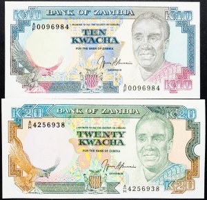 Zambia, 10, 20 Kwacha 1989-1991