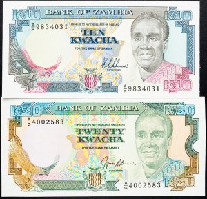 Zambia, 10, 20 Kwacha 1989-1991