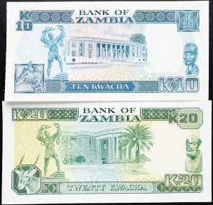 Zambia, 10, 20 Kwacha 1989-1991