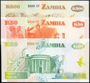 Zambie, 20, 50, 500 Kwacha 1992, 1992, 2004