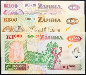Zambie, 100, 500, 1000 Kwacha 2001, 2003, 2004