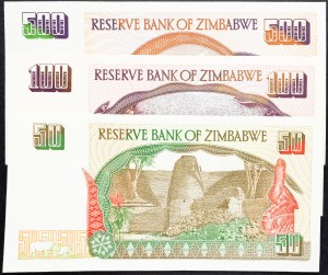 Simbabwe, 50, 100, 500 Dollar 1994, 1995, 2001