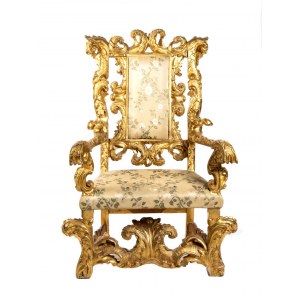 Trono romano dello Stato Pontificio in legno dorato