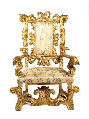 Papal States roman throne in gilded wood