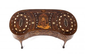 Itlaian table - writing desk inlaid in mother-of-pearl and fruitwood - Italy