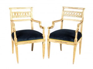 Paire de fauteuils laqués vénitiens, Louis XVI
