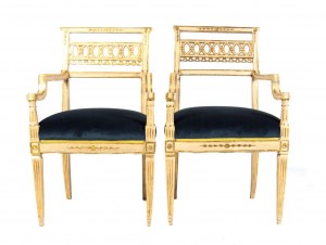 Paar venezianisch lackierte Sessel, Louis XVI