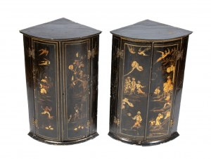 Pair of English chinoiserie cornerboards