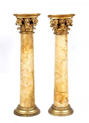 Coppia di colonne in legno dorato Luigi XVI- Italia