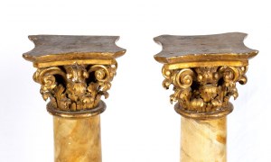 Paar vergoldete Holzsäulen Luigi XVI- Italien