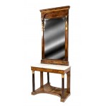 Tuscan Empire walnut console table with mirror - Italy