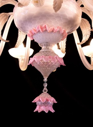 Lampadario italiano di Murano, colore rosa