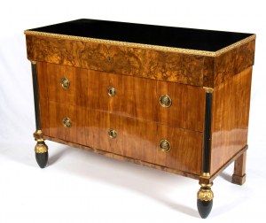 Paire de commodes Empire toscan en noyer et bois de bruyère