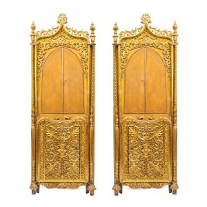 Pair of venete gilded corner cabinets