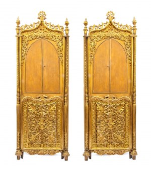 Pair of venete gilded corner cabinets