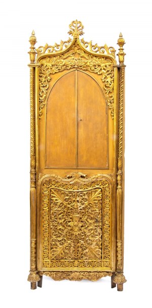 Pair of venete gilded corner cabinets