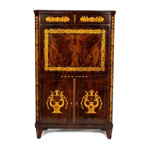 Dutch mahogany inlaid secretaire, Charles X