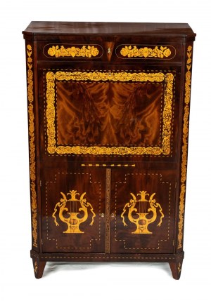 Dutch mahogany inlaid secretaire, Charles X