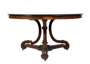 Runder Tisch mit Intarsien aus dem viktorianischen England