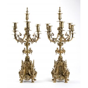 Pair of French gilded bronze candelabra