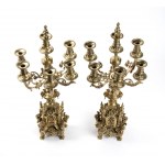Pair of French gilded bronze candelabra