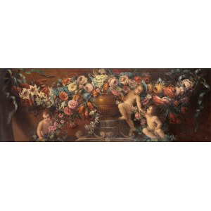 Garland of flowers and cherubs